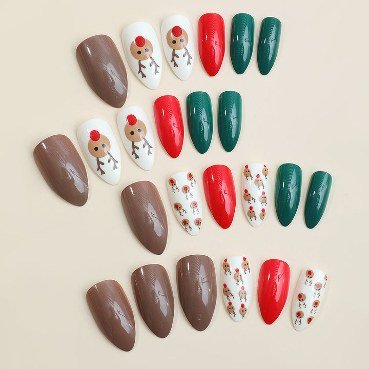 Acrylic nail set with festive Christmas motifs Kalsten 1789119049