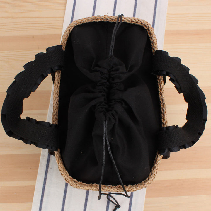 Playful basket bag with elegant fabric handle Kalsten