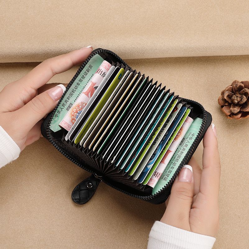 Woven Leather Zippered Wallet