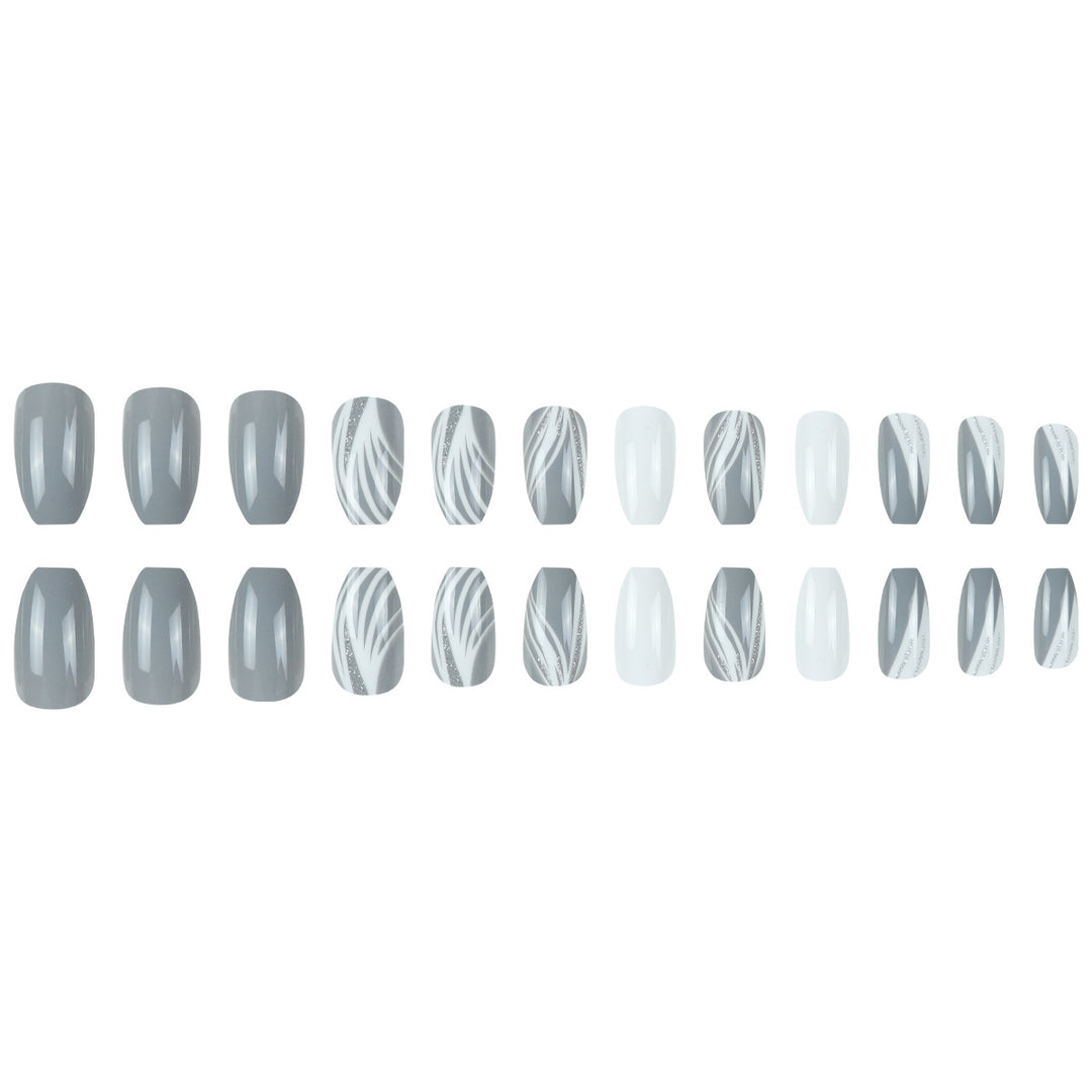 Glossy Stiletto Press-On Nail Set with Glittered Design Kalsten