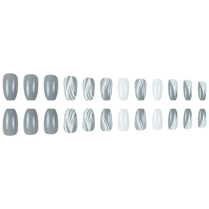 Glossy Stiletto Press-On Nail Set with Glittered Design Kalsten