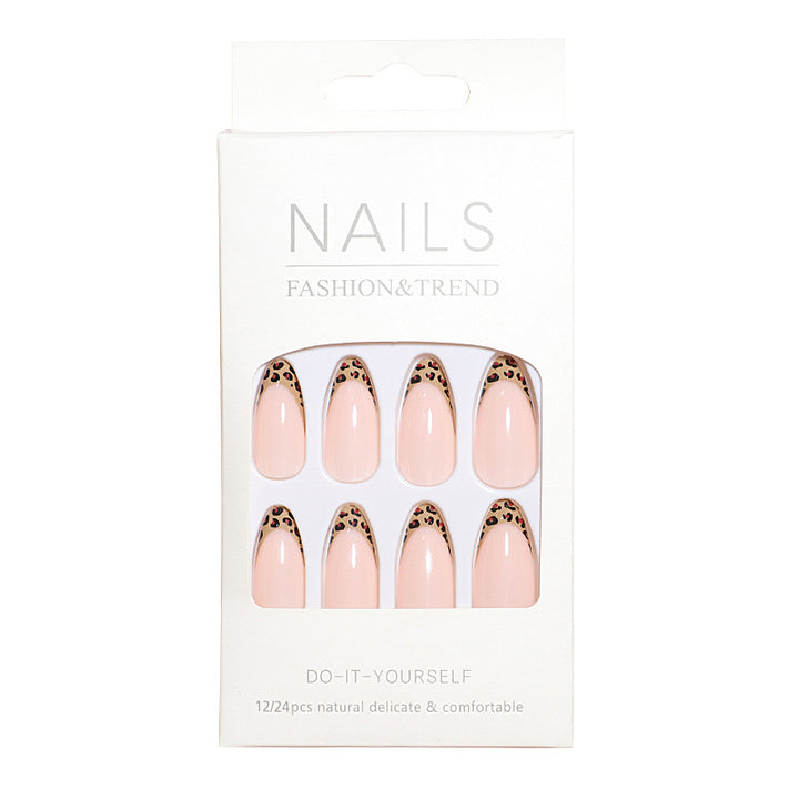 Elegant Leopard-Trimmed Press-On Nails Kalsten