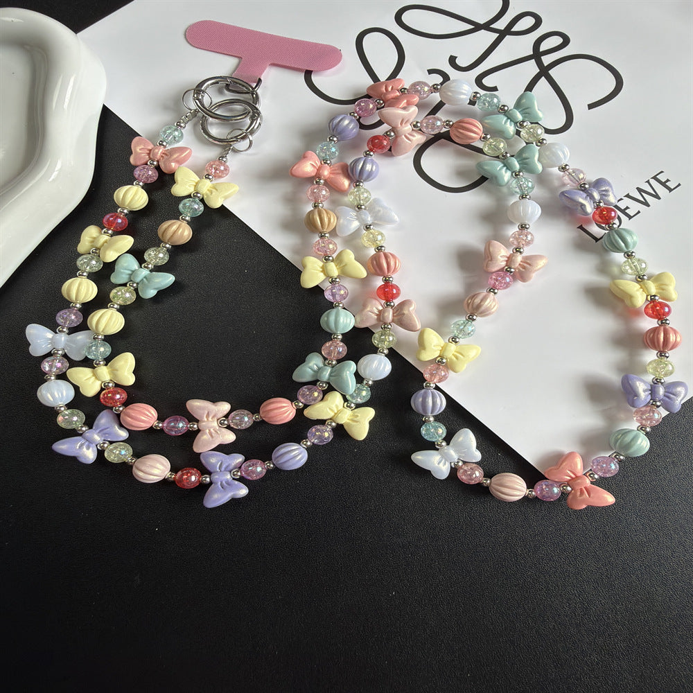 Colorful Beaded Butterfly Charm Necklace Kalsten