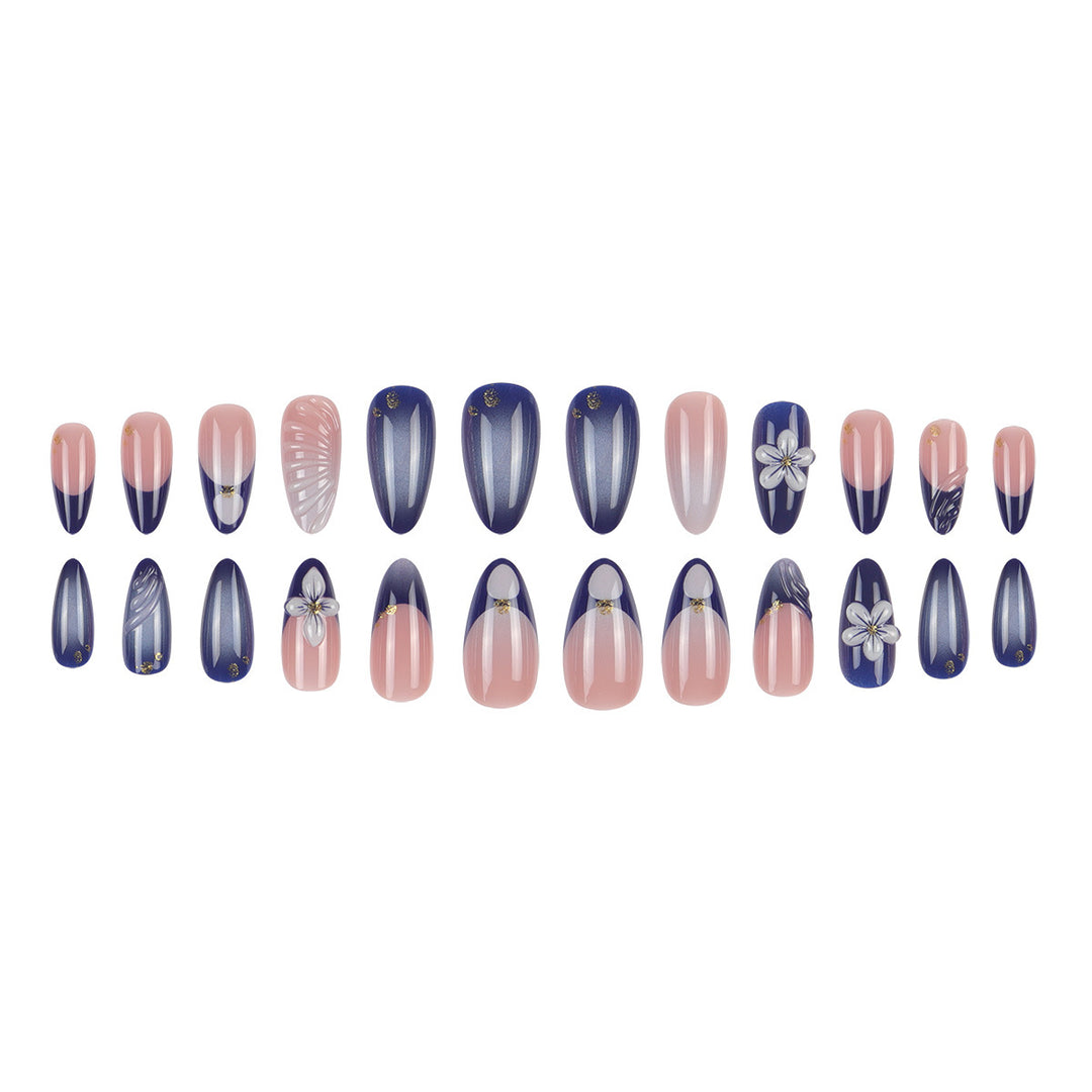 Artistic Long Press-On Nails with Floral Design Kalsten