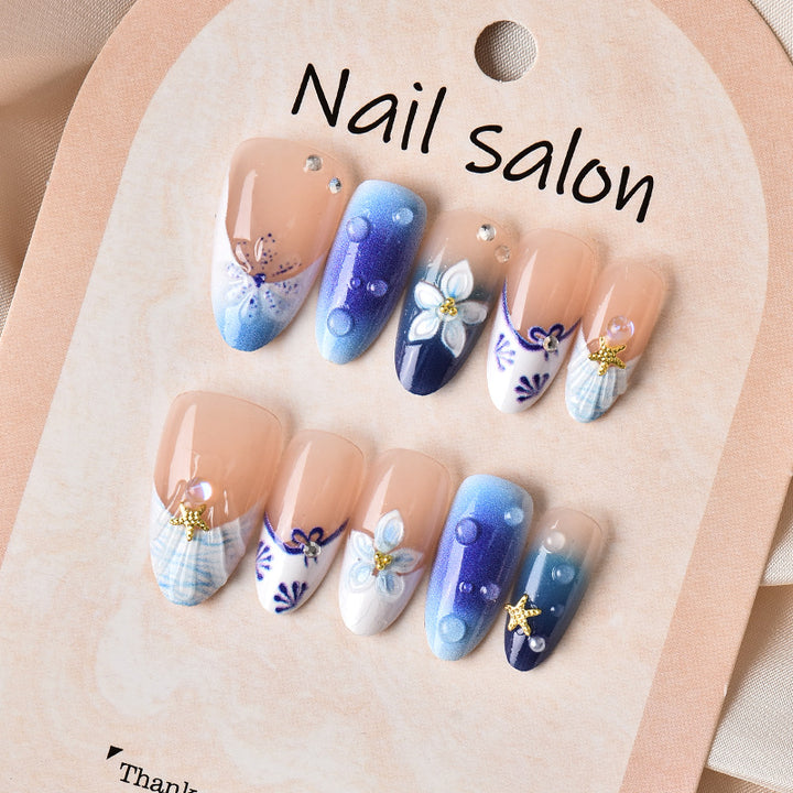 Artistic Floral Pattern Press-On Nail Art Set Kalsten