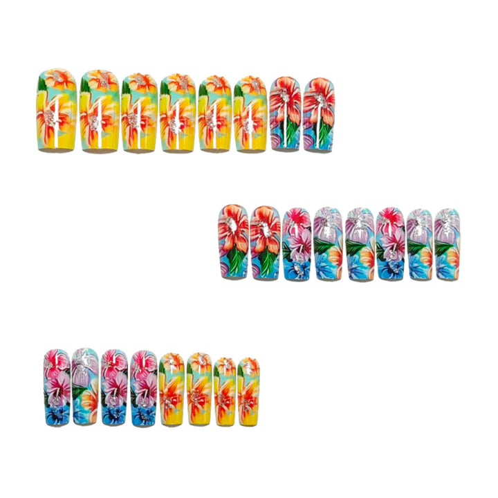 Acrylic Nail Set with Floral Designs Kalsten