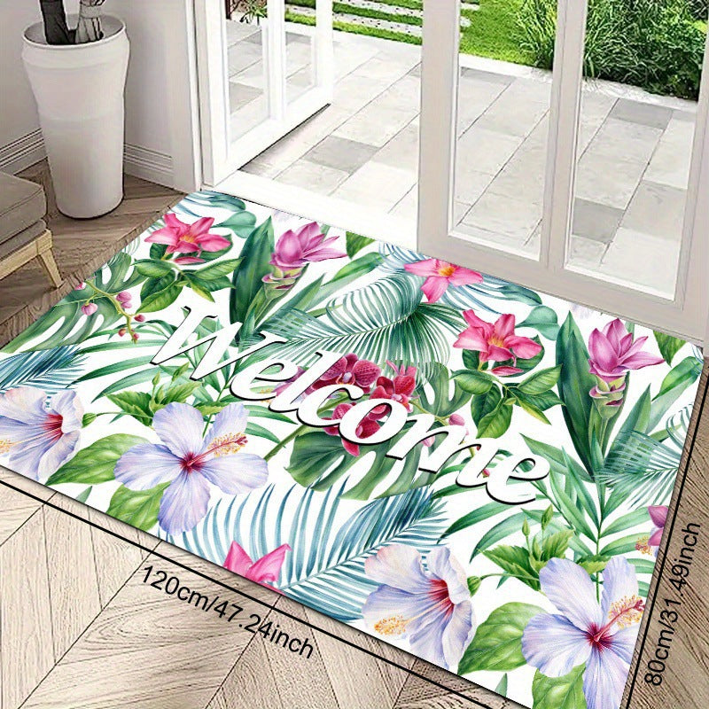 Mosaic Floral Welcome Mat