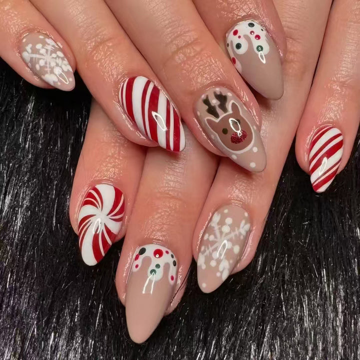 Festive Holiday-Themed Press-On Nail Art Set Kalsten 1790636735