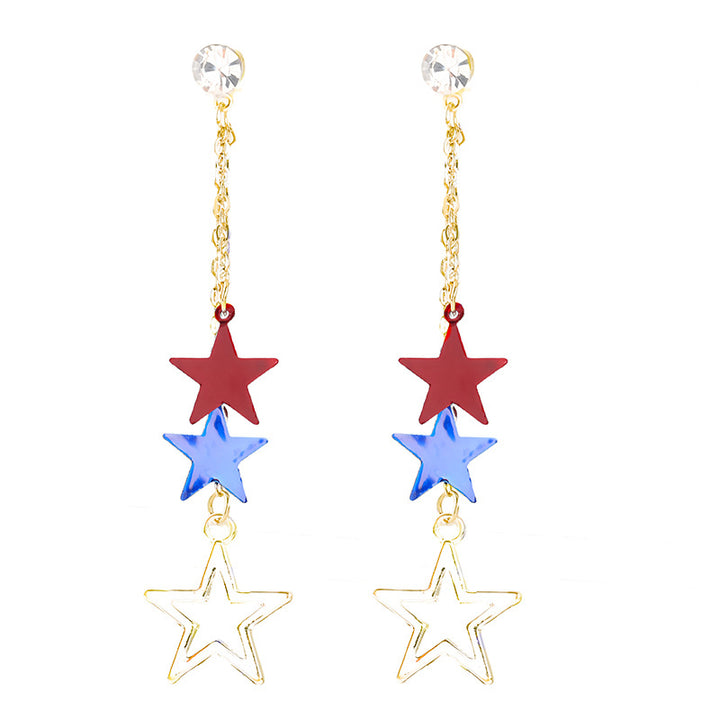 Ladies enamel earrings horseshoe with star stripe motif Kalsten