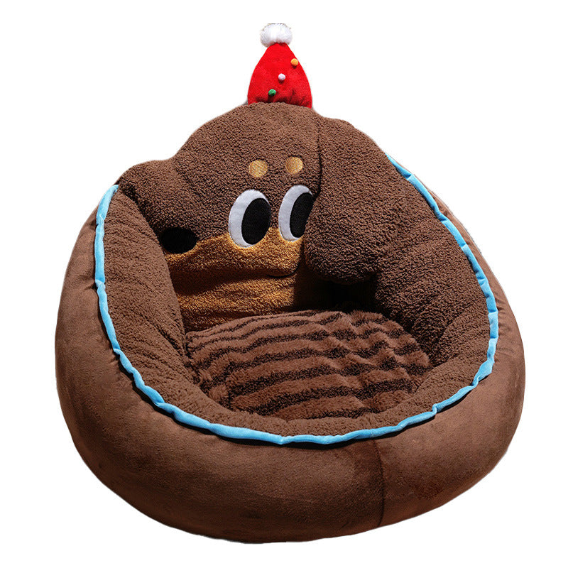 Plush Dog Bed Snuggle Nest for Small Dogs and Cats with Raised Edge