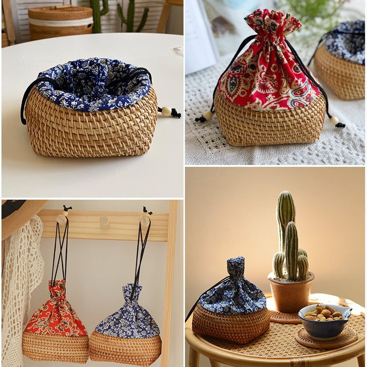 Charming storage bag made of hand-woven rattan Kalsten