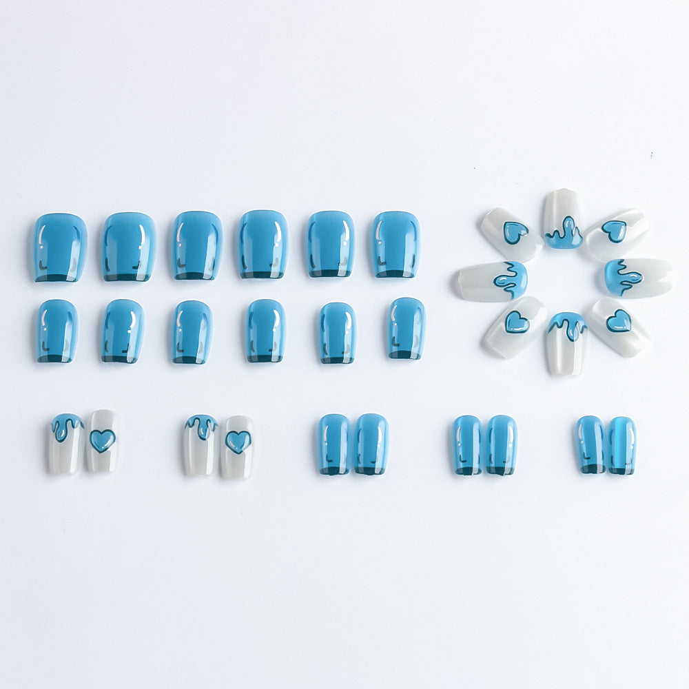 Artistic Press-On Nail Set with Heart Designs Kalsten