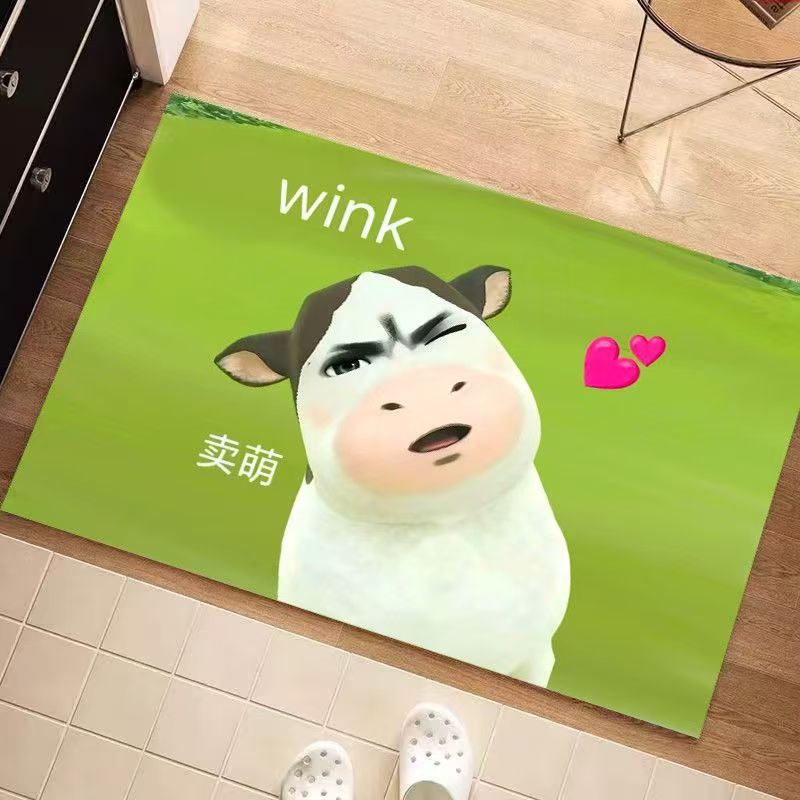 Funny Cartoon Cow Themed Bath Mat