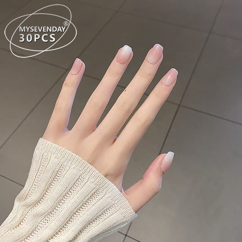Glossy Press-On Nail Set with Elegant French Tips Kalsten