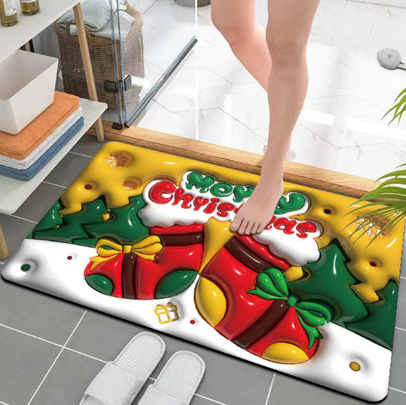 Cute Holiday-Themed Bath Mat for Bathroom Decor
