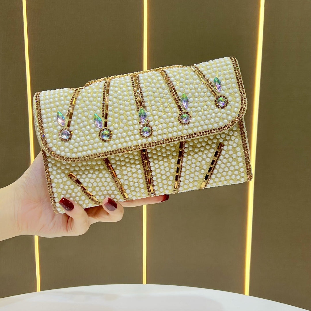 Elegant Crystal-Embellished Evening Clutch