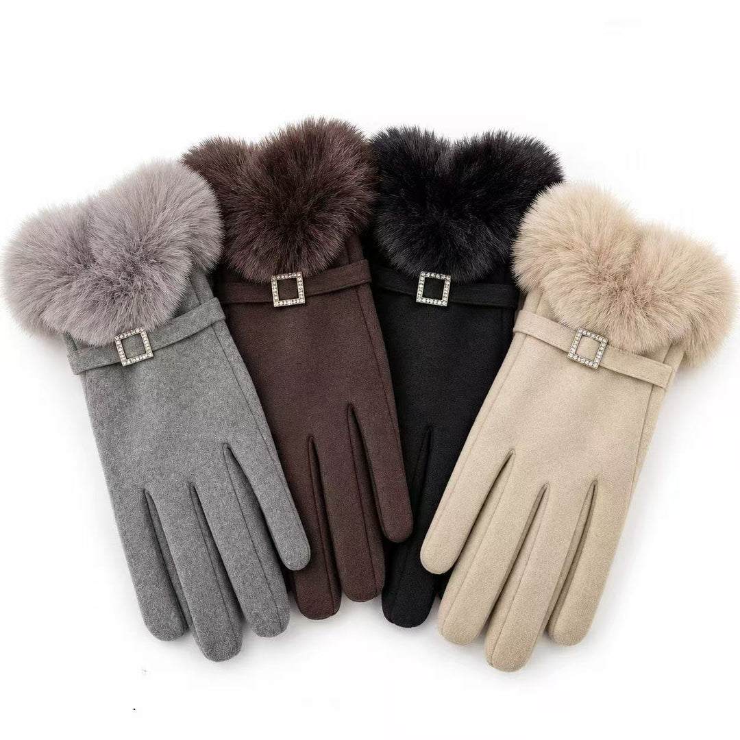 Luxury Faux Fur Trimmed Dress Gloves Kalsten