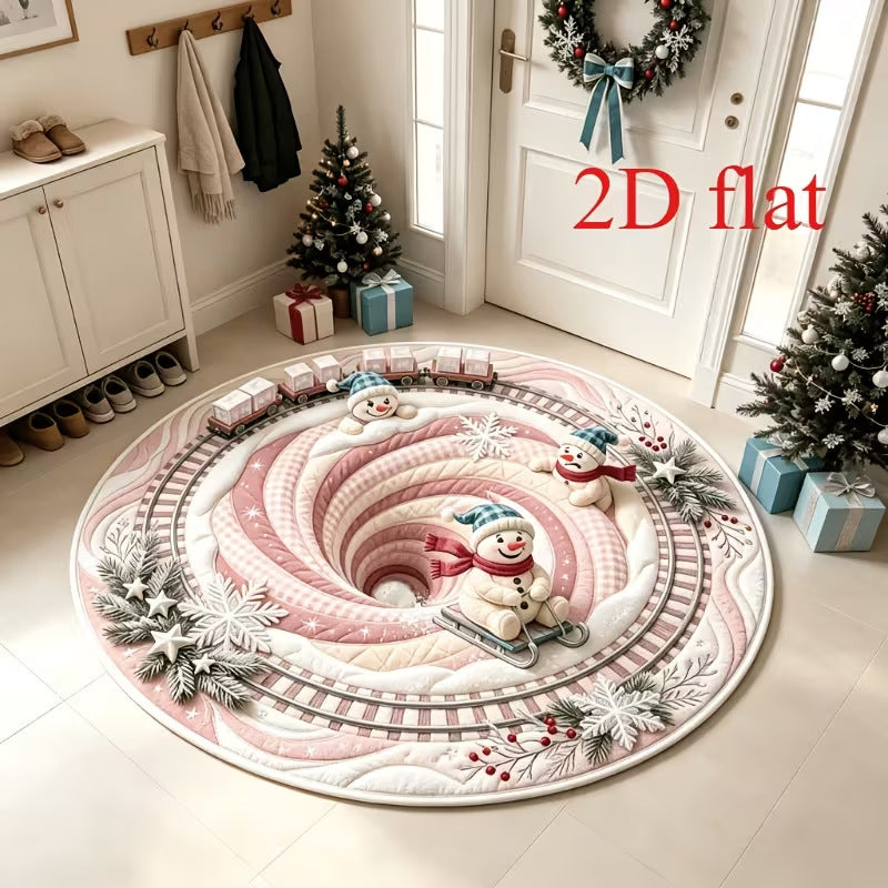 3D Holiday Themed Round Area Rug