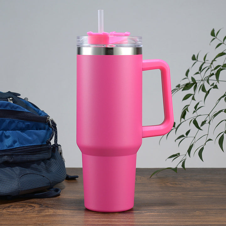 Women High-Quality Thermo Mug with Practical Carrying Handle and Integrated Straw Kalsten