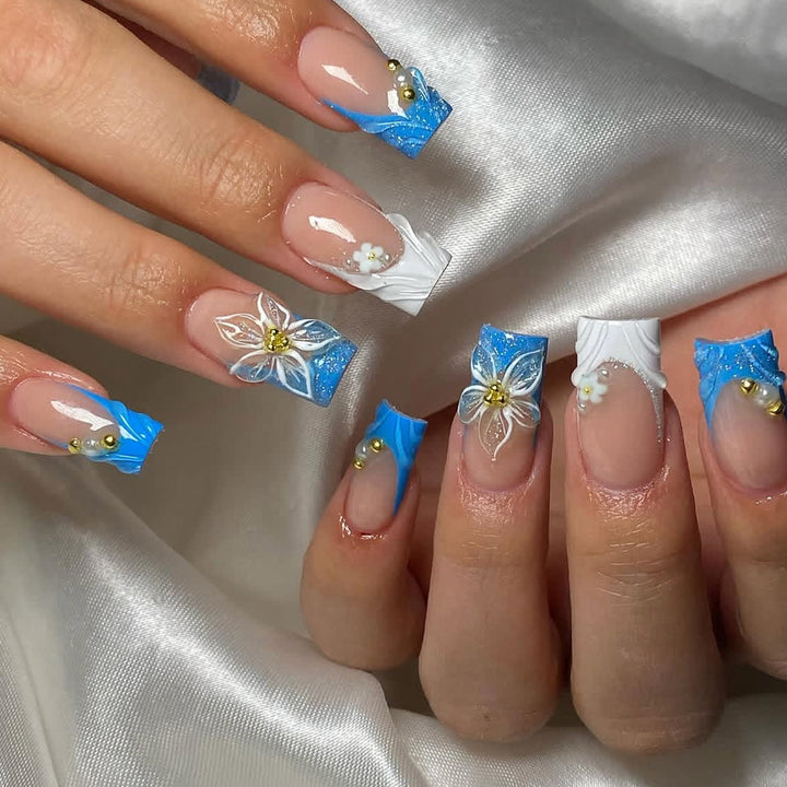 Elegant Floral Acrylic Nail Set Kalsten