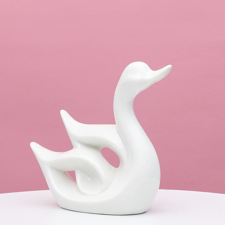 Artistic Swan-Shaped Ceramic Decor Kalsten