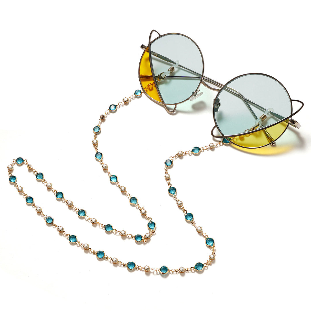 Elegant Rhinestone and Gemstone Eyewear Chain kalsten