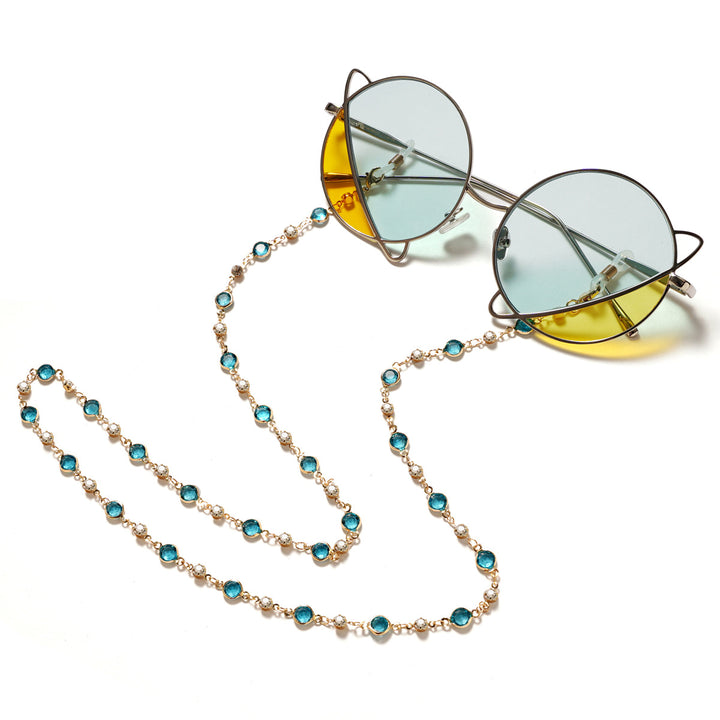 Elegant Rhinestone and Gemstone Eyewear Chain kalsten