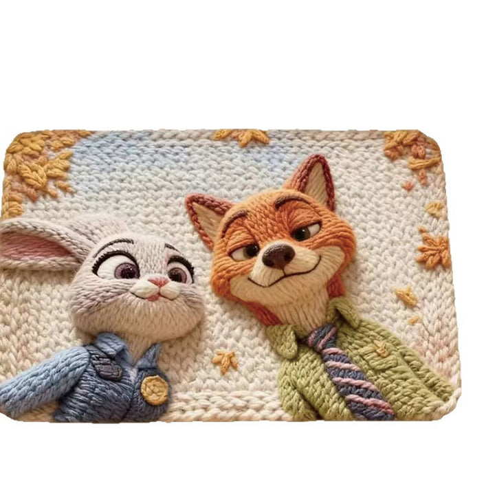 Cartoon-Themed Plush Bathroom Mat