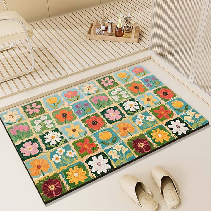 Floral Patterned Multi-Functional Floor Mat