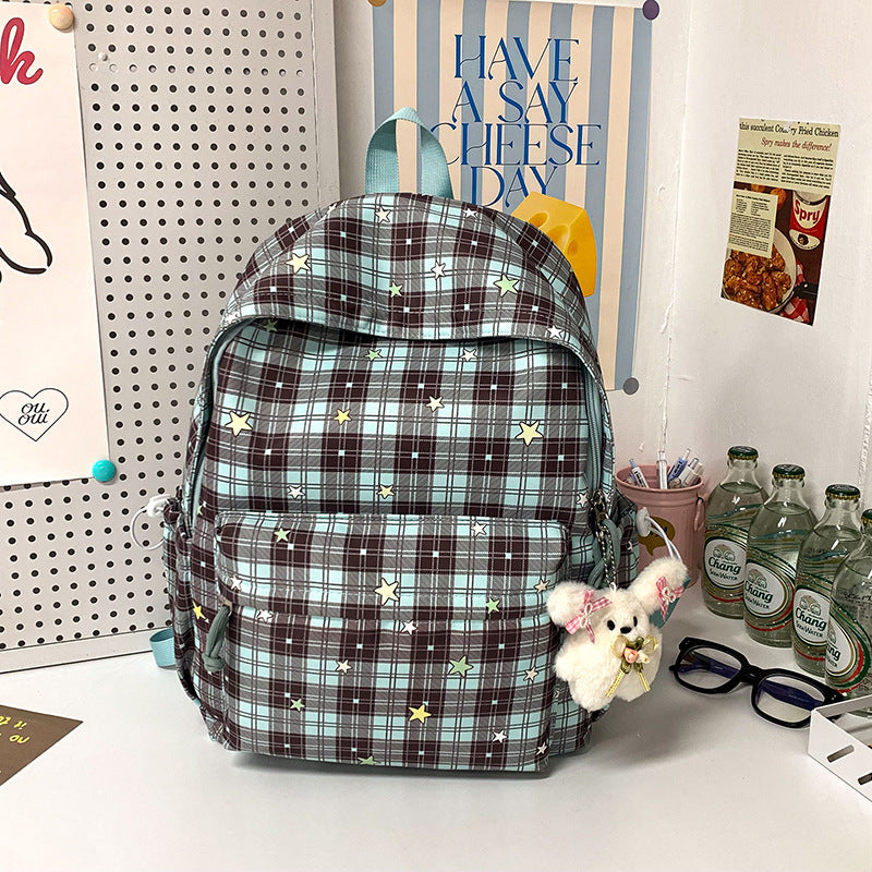 Stylish Multi-Pocket Plaid Backpack Kalsten