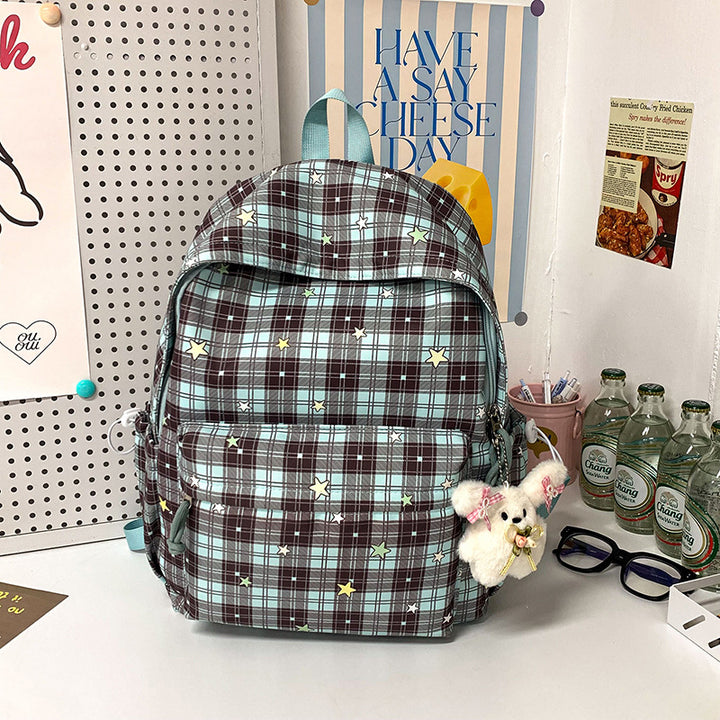 Stylish Multi-Pocket Plaid Backpack Kalsten