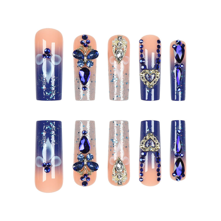 Decorative Rhinestone-Accented Long Press-On Nails Kalsten