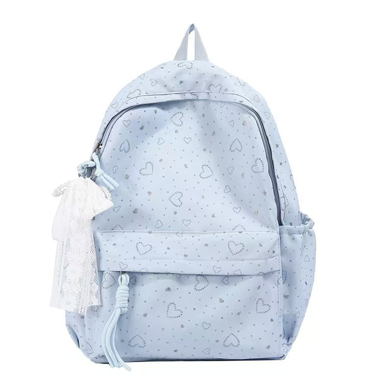 Backpack with Playful Heart Design and Practical Compartments Kalsten