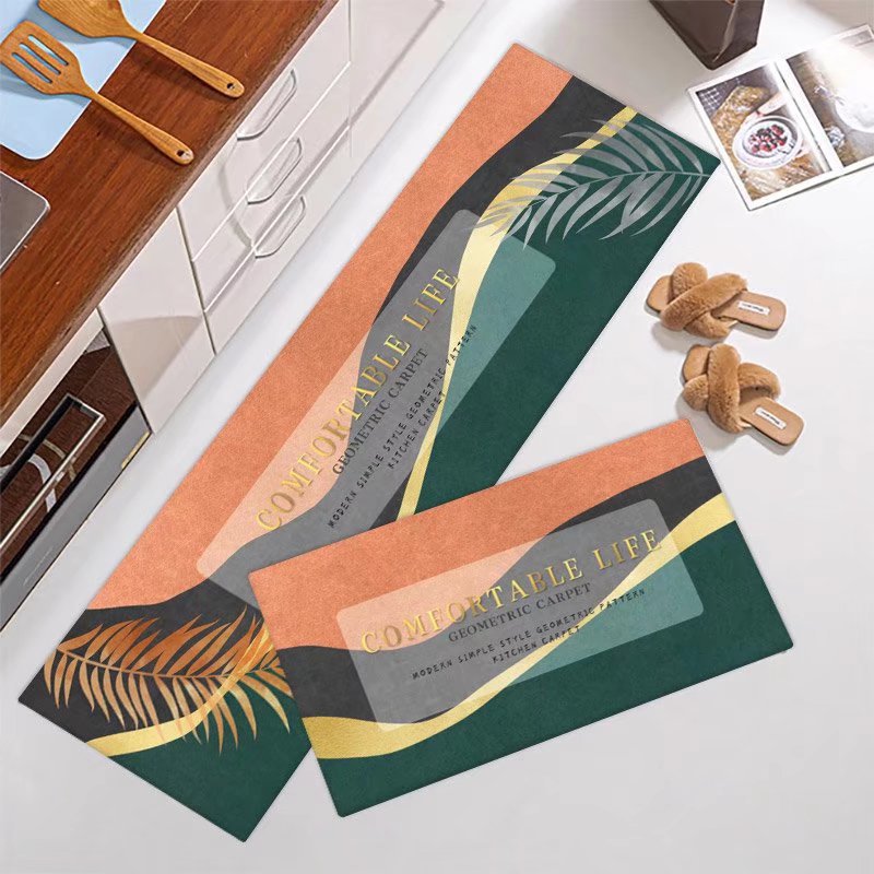 Marble-Pattern Kitchen Runner Mat Set Kalsten