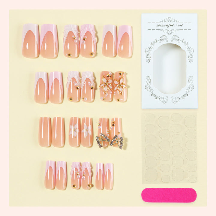Artificial nail set with exclusive flower and glitter elements Kalsten