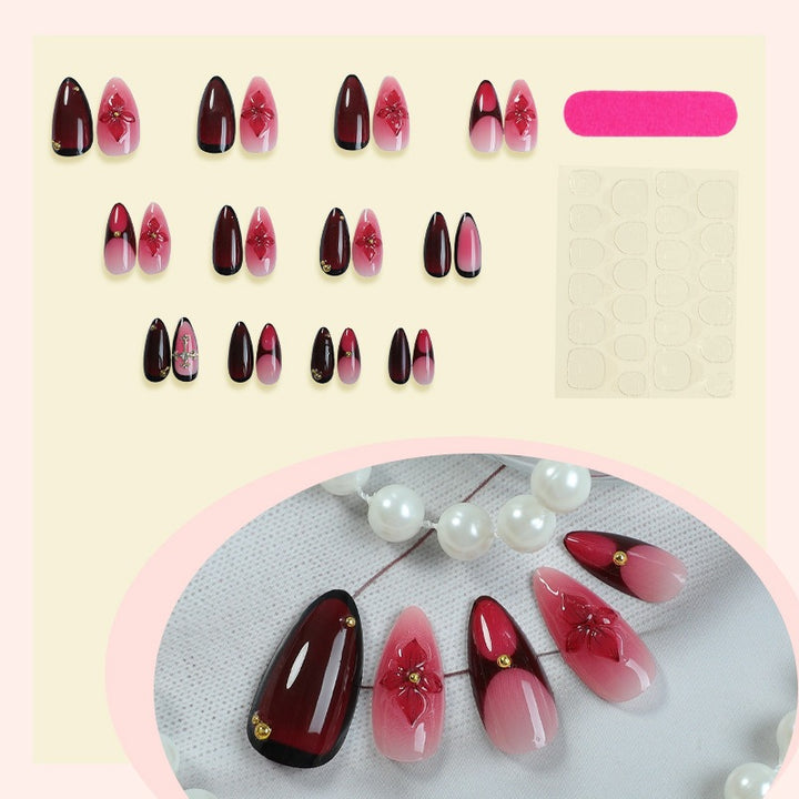 Artificial nail set with exquisite flower and glitter motifs Kalsten