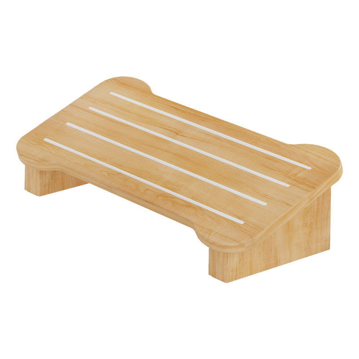 Low Wooden Step Stool with Non-Slip Strips and Curved Ergonomic Top