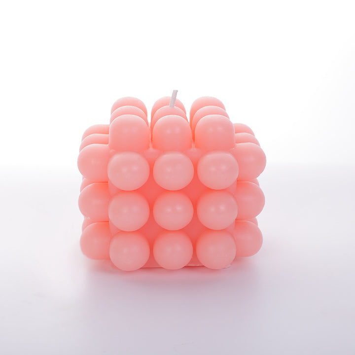 Sculptural Grid-Pattern Cube Tabletop Candle