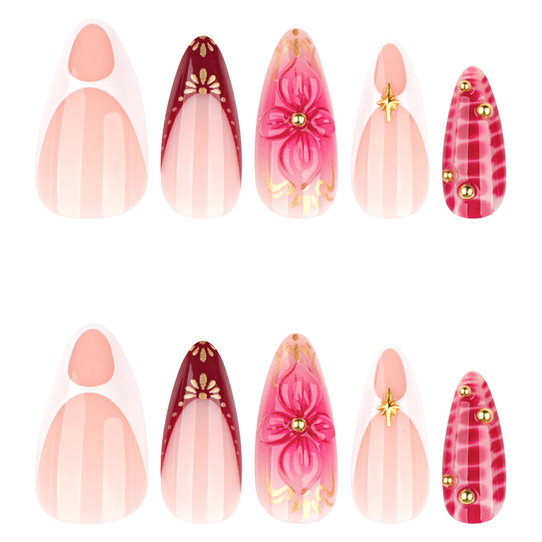 Artistic Nail Art with Floral and Glitter Accents Kalsten
