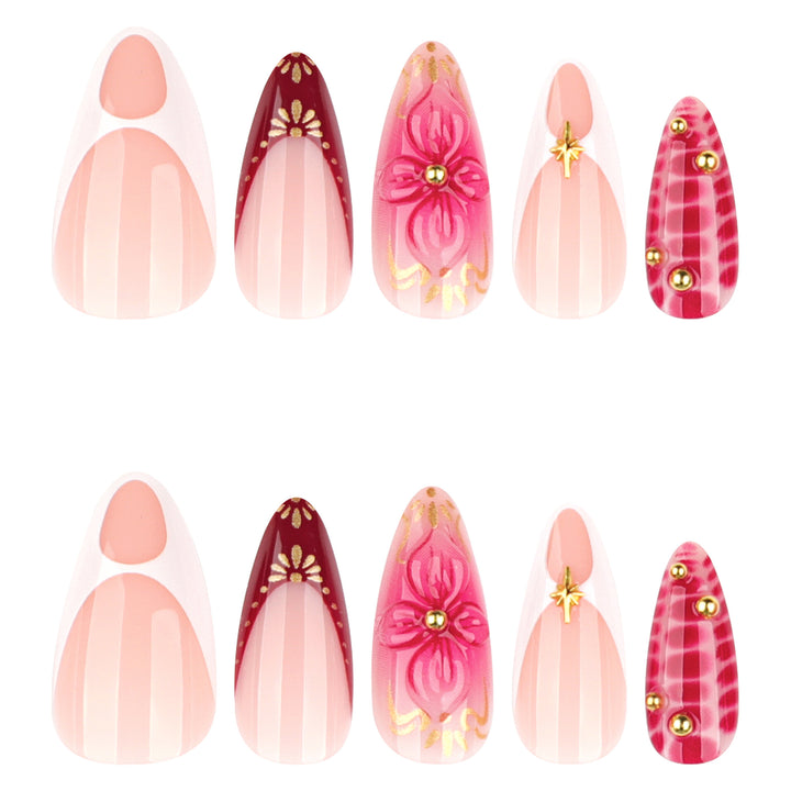 Artistic Nail Art with Floral and Glitter Accents Kalsten
