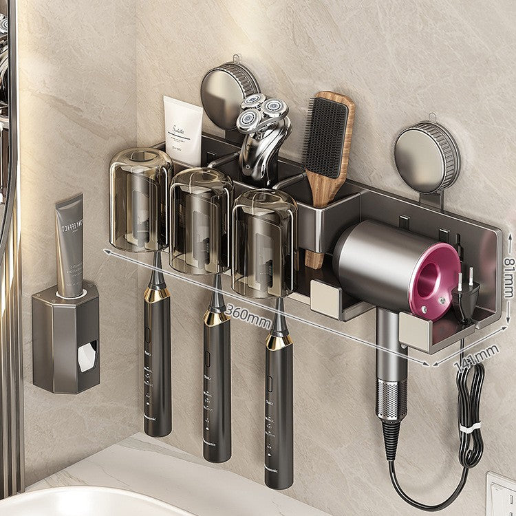 Wall-Mounted Hair Tool Organizer with Storage Compartment Kalsten