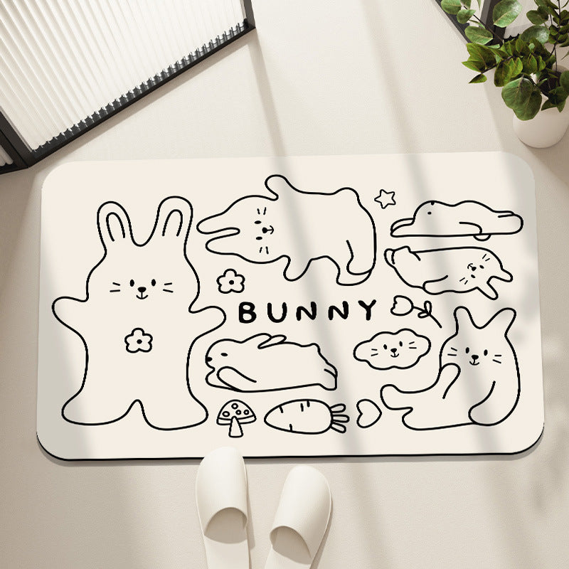 Decorative Bunny-Themed Area Mat