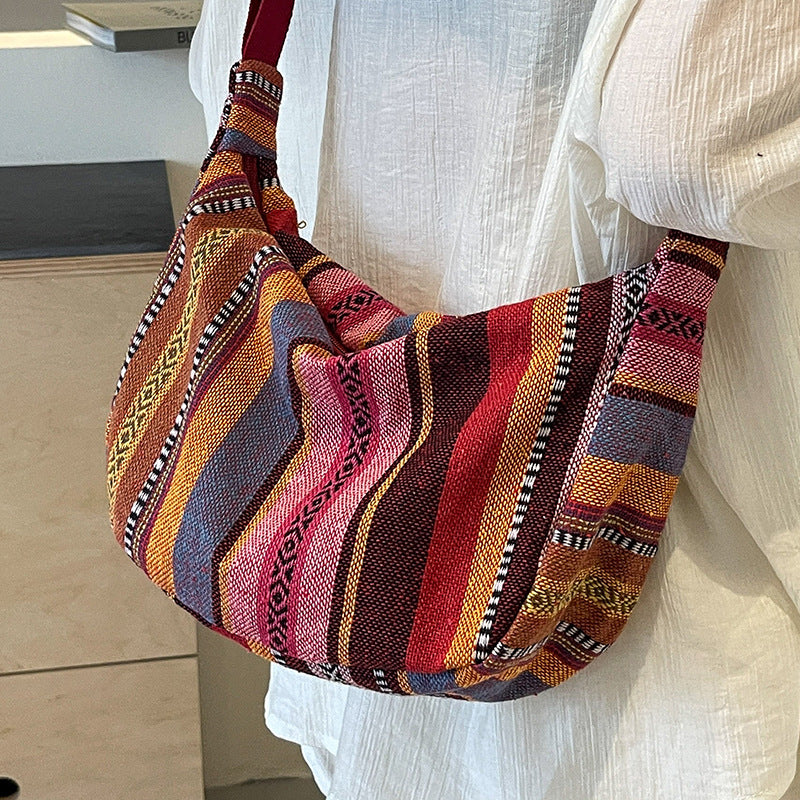 Artisan-Inspired Textured Crossbody Bag