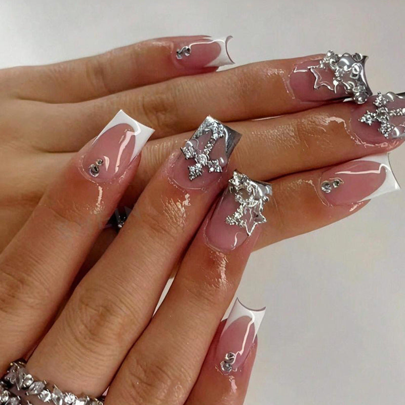 Acrylic nail set with glamorous 3D decorations and elegant accents Kalsten
