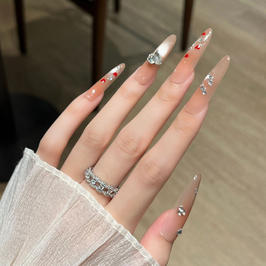 Glamorous Crystal-Embellished Press-On Nails Kalsten
