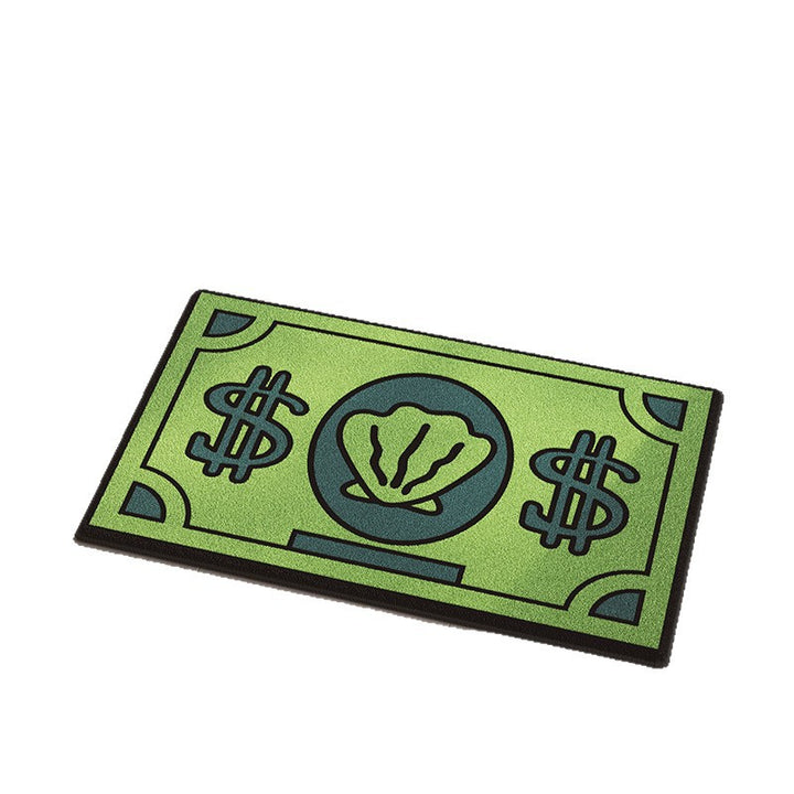 Absorbent Non-Slip Decorative Entrance Doormat with Graphic Dollar-Bill & Seashell Motif