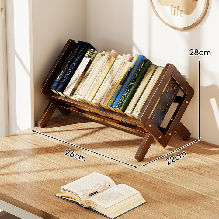 Slanted Wooden Desktop Book Display Rack with Folding A-Frame Legs