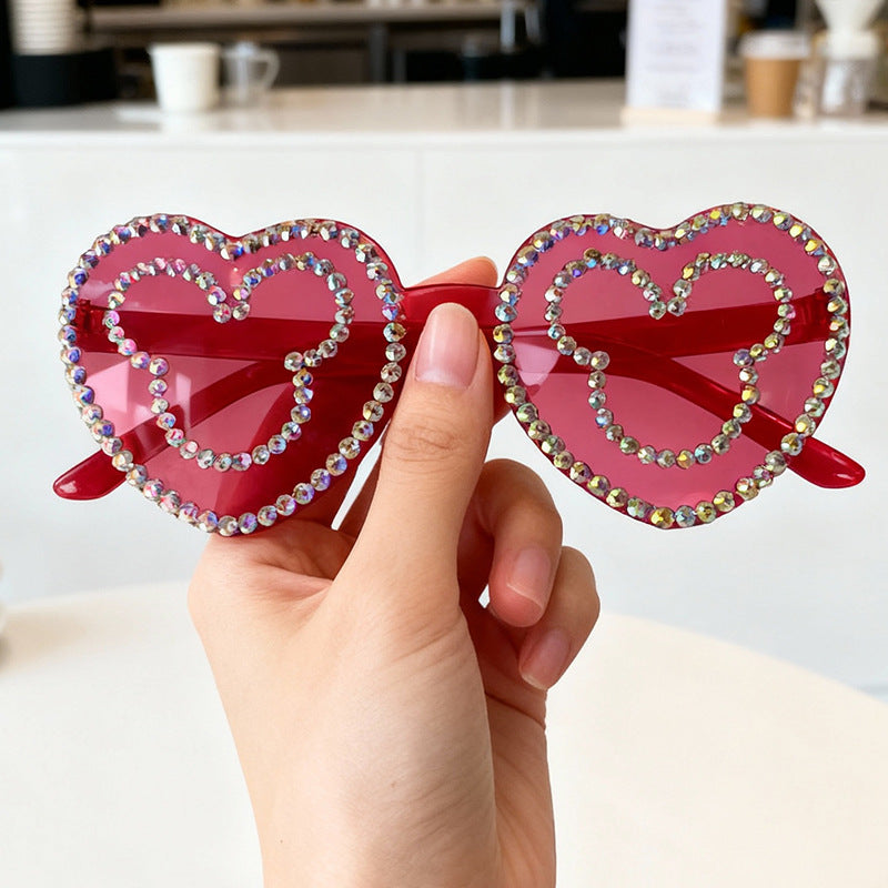 Rhinestone-Accented Heart-Shaped Sunglasses Kalsten 1787141236