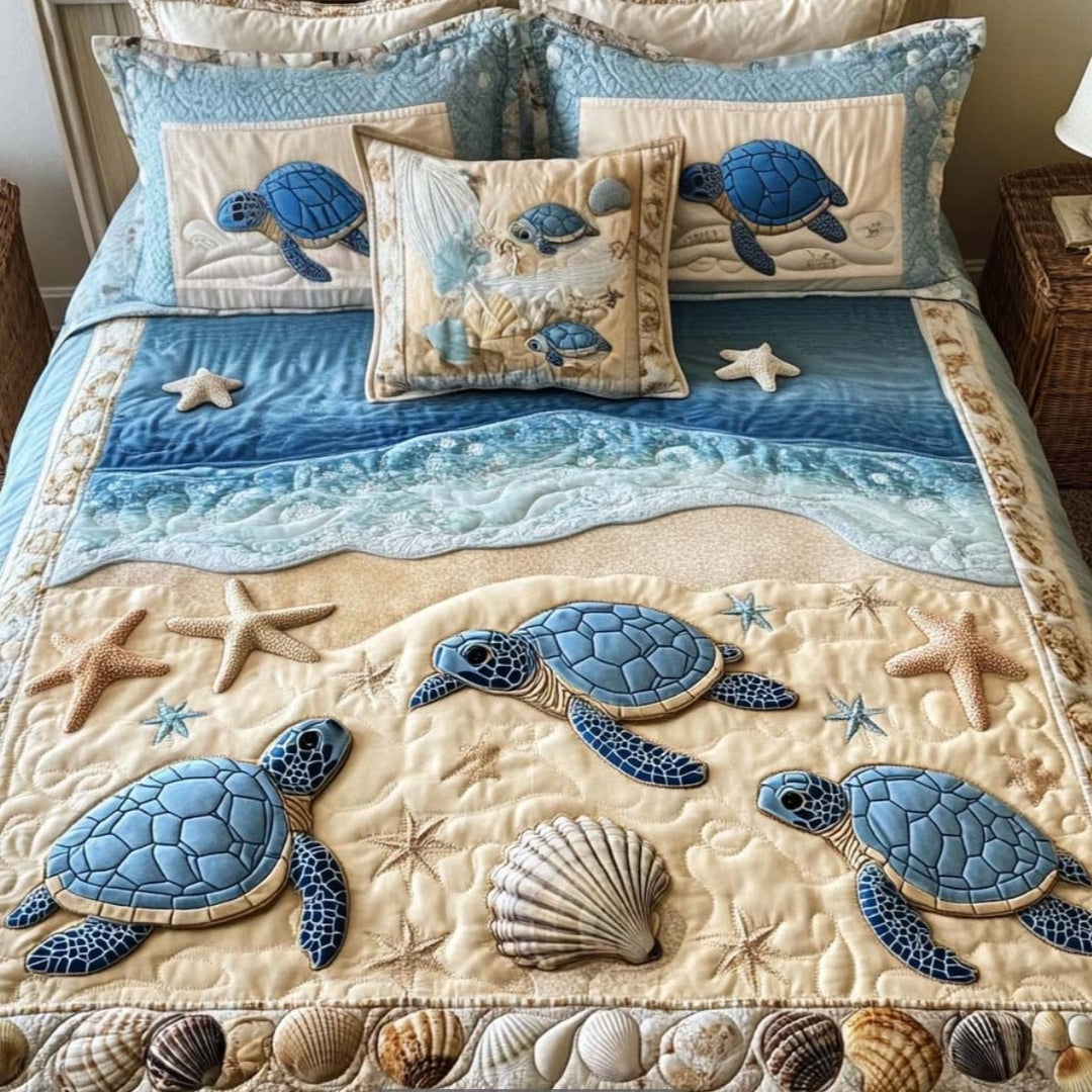 Quilted Tree Of Life Comforter Set With Embroidered Jacquard Cover And Matching Shams