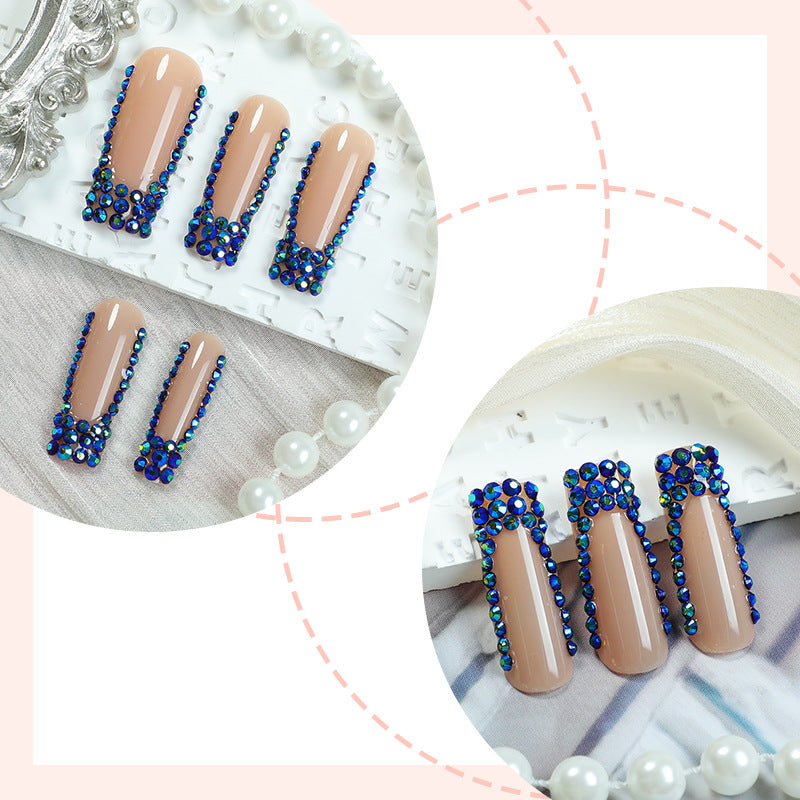 Designer Press-On Nail Set with Rhinestone Accents kalsten